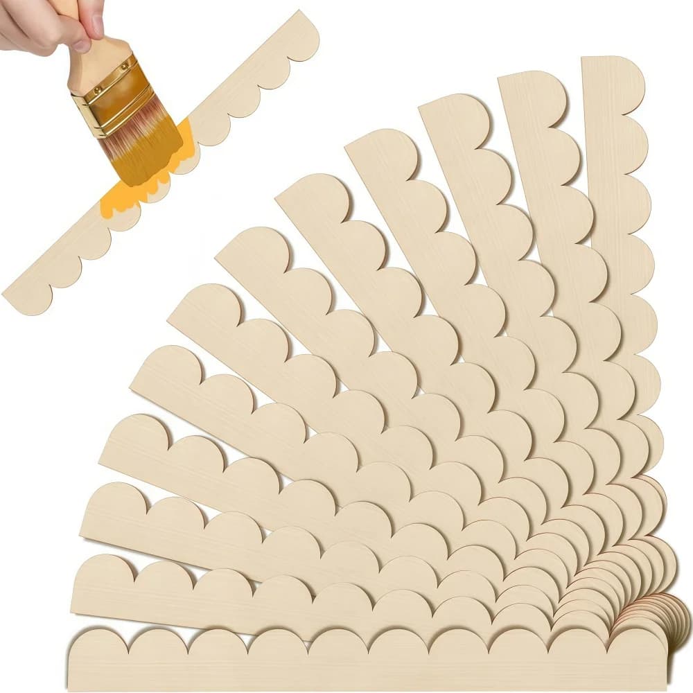 Bordure en bois festonnée non finie, 6/12 pièces, bandes décoratives en bois pour bricolage, artisan