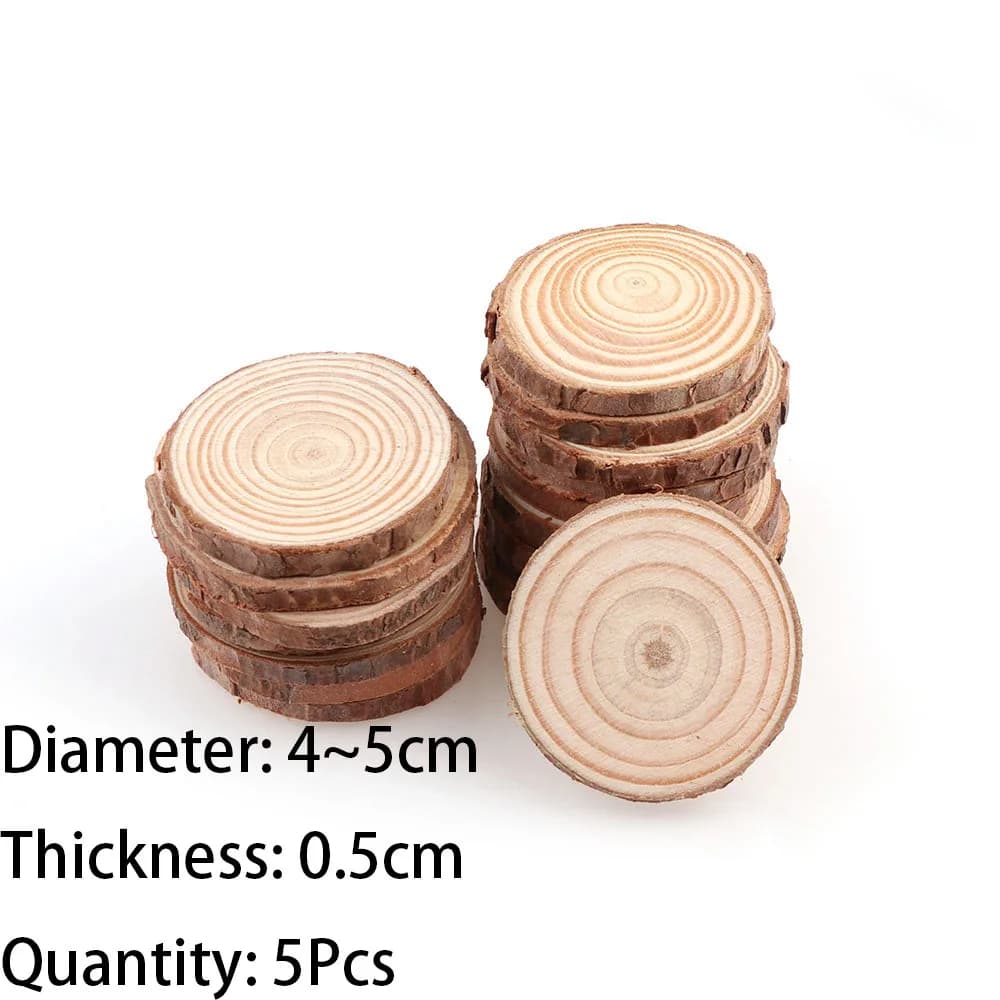 1 paquet de tranches de bois rondes naturelles de pin inachevé, cercles avec disques de bûches d'éco