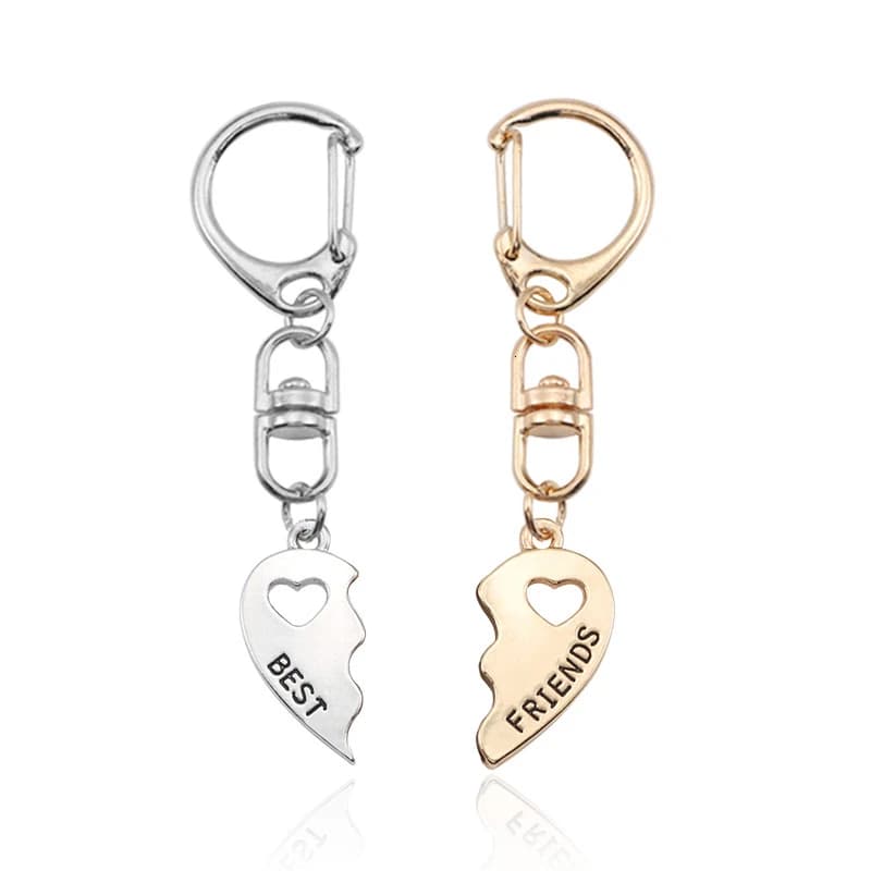 Porte-clés meilleur ami pour femmes, 2 pièces, cœur d'amour creux, pendentif meilleurs amis pour tou