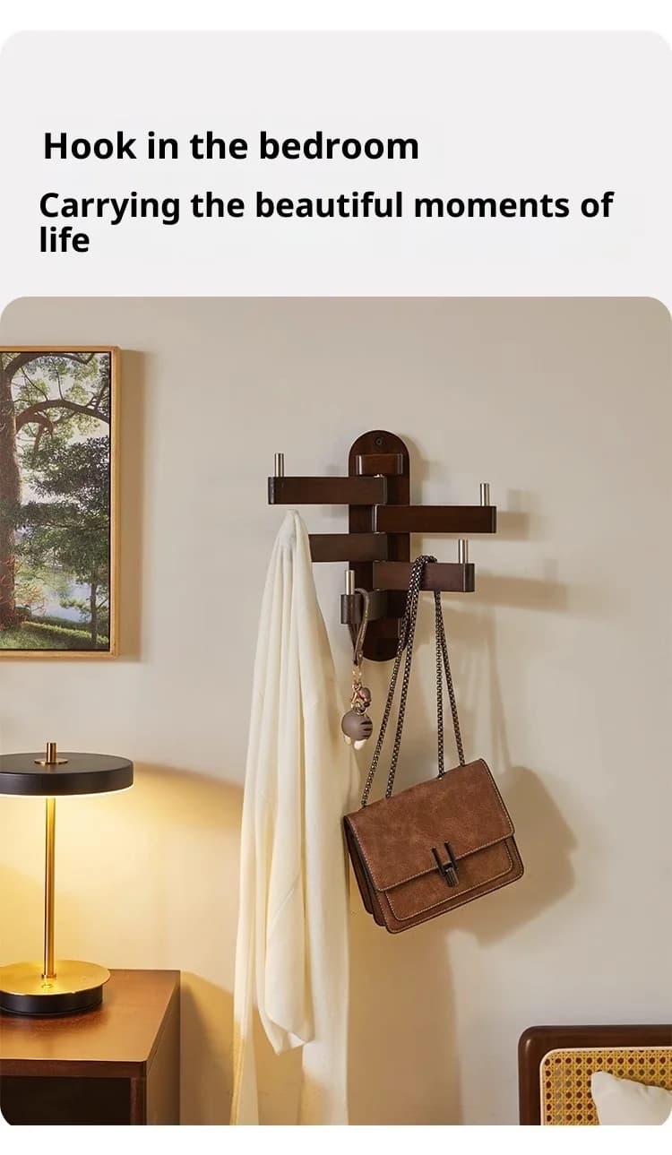 Crochet mural rotatif et pliable en bois pour serviettes de salle de bain, organisateur créatif de s