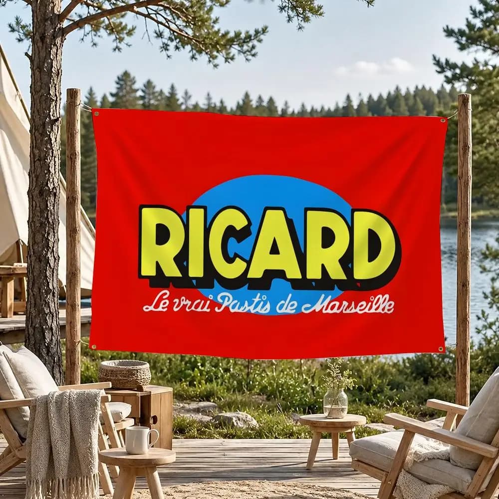 Drapeau de marque Ricard pour chambre, dortoir, camping, pique-nique, style artistique, décoration m