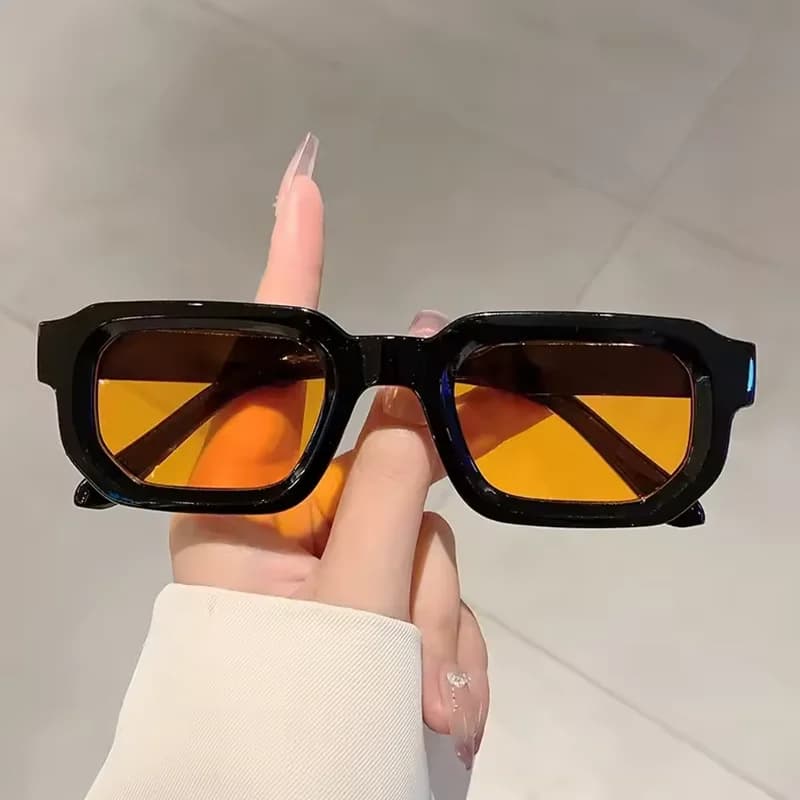 Nouveaux hommes Vintage Rectangle cadre lunettes de soleil mode rétro lunettes de soleil marque de l