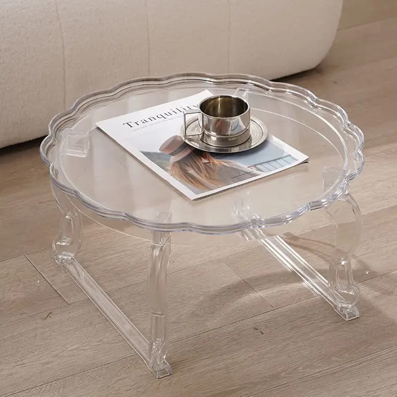 Petite table ronde nordique simple, table basse, maison, balcon, designer, acrylique, transparente,