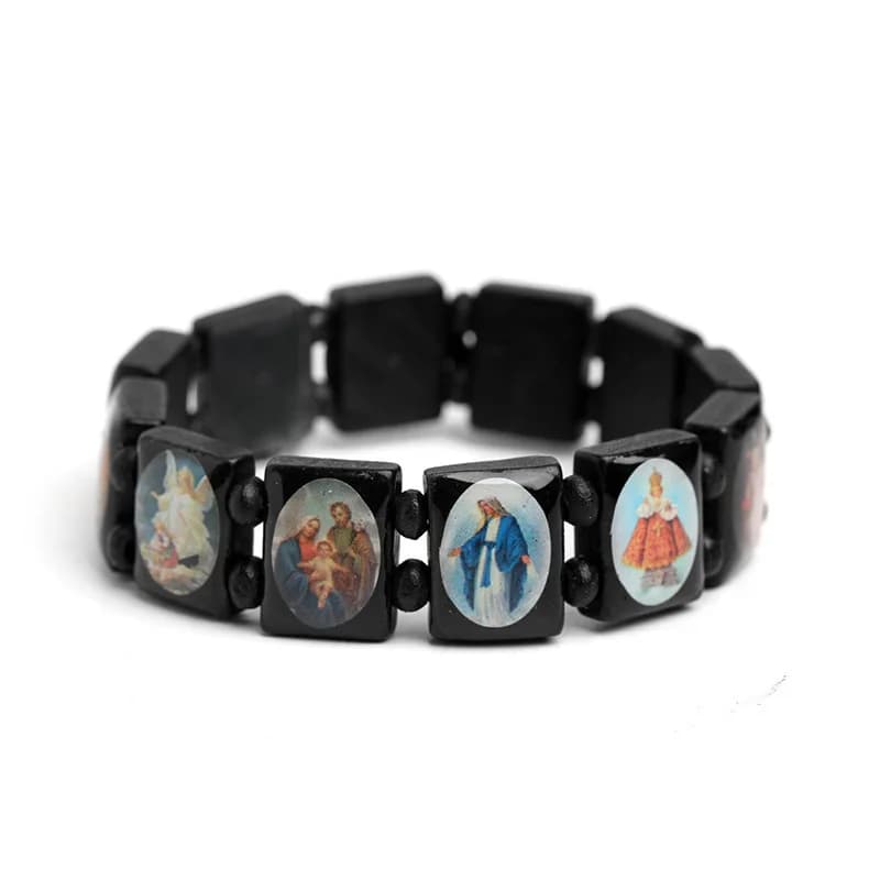 Bijoux catholiques en bois naturel, chapelet de foi de jésus chrétienne, bijoux à breloques religieu