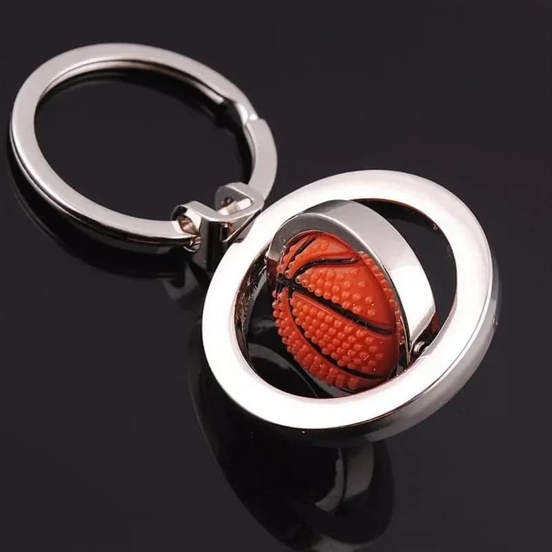 Porte-clés rotatif en caoutchouc et métal, accessoires de basket-ball, petit pendentif, produits dér