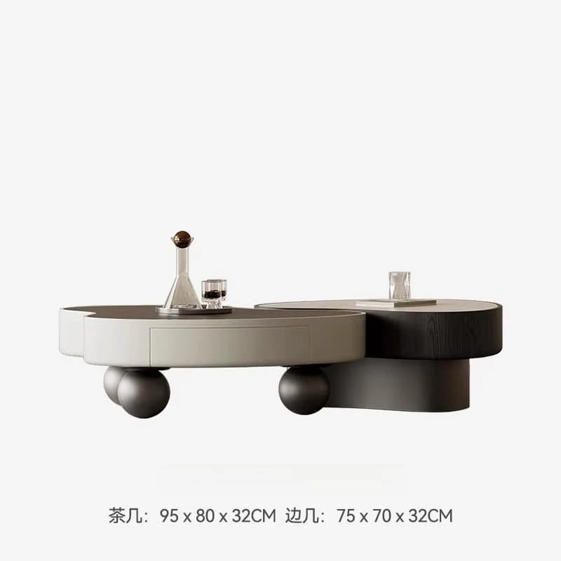 Table basse moderne minimaliste pour salon, en marbre travertin, forme irrégulière, design de créate
