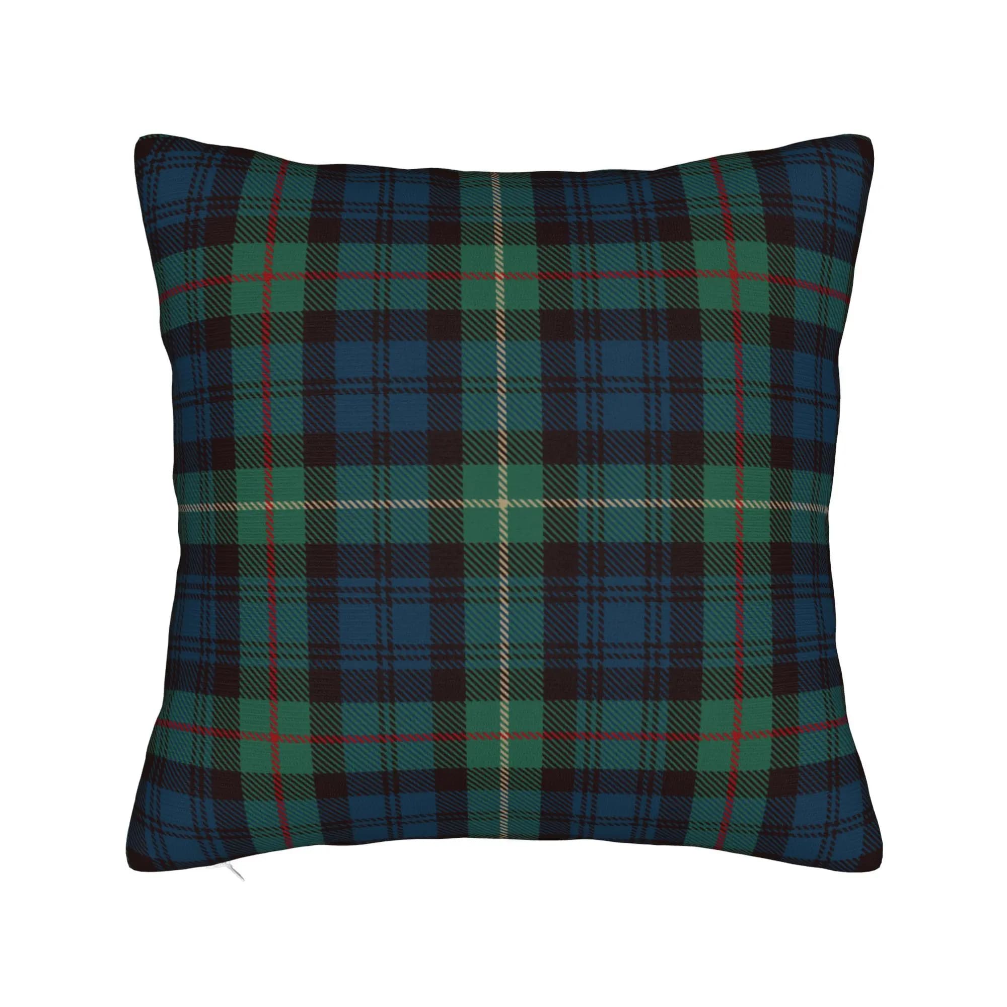 Tartan rustique vert et bleu noir montre Plaid vacances taie d'oreiller impression tissu housse de c