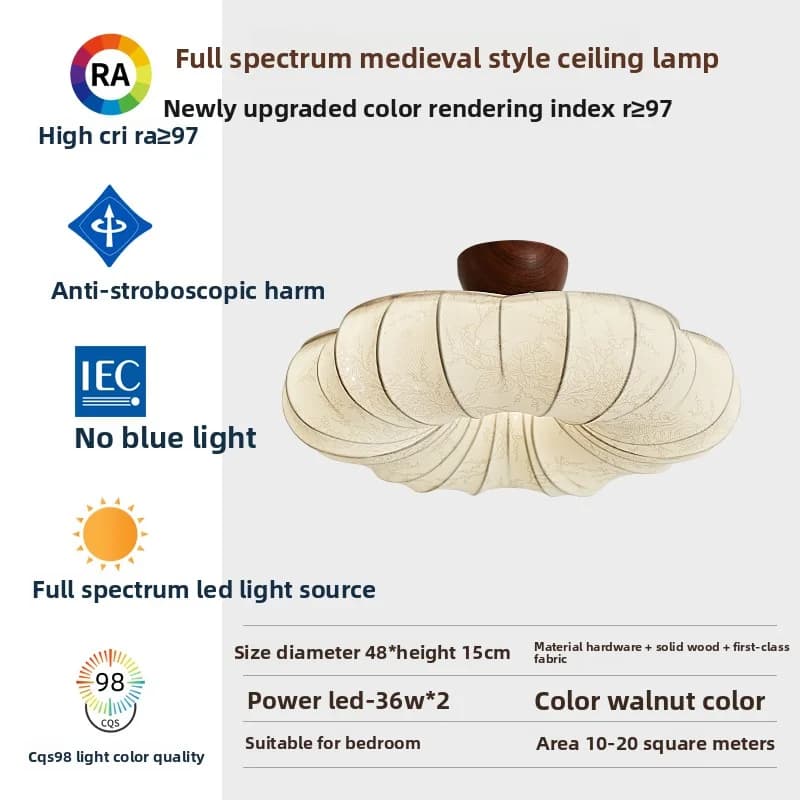 Lampe suspendue en tissu rétro français, design japonais, lustre de plafond en tissu pour chambre à