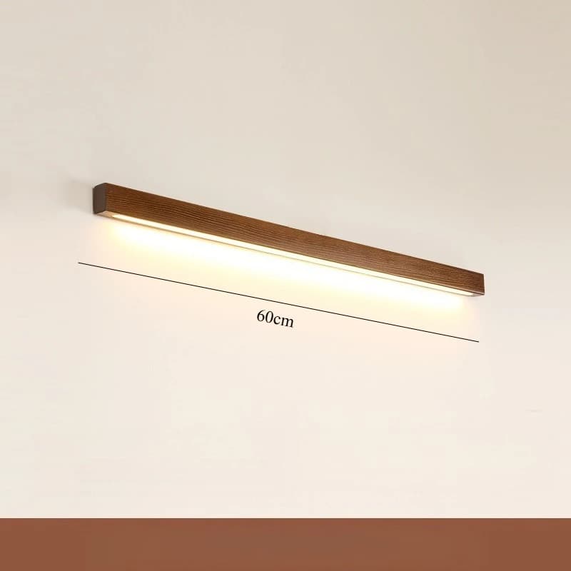 Lampe murale en bois japonais à lattes, design minimaliste en bande longue pour salon, chambre, coul