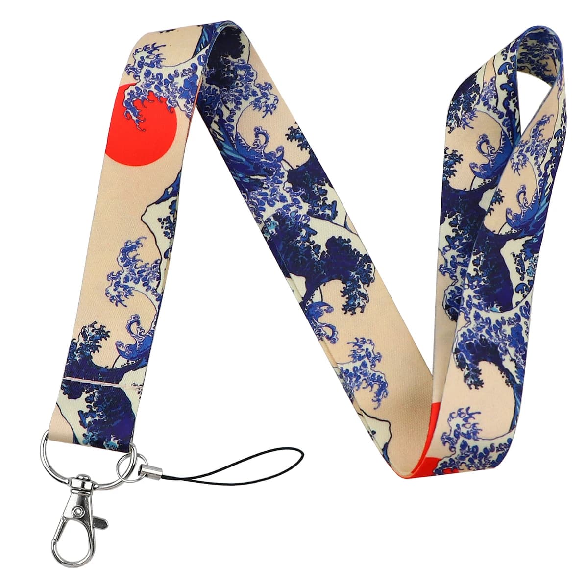 Porte-cartes ondulées japonaises, lanière de cou pour clé, carte d'identité, sangles de téléphone, p