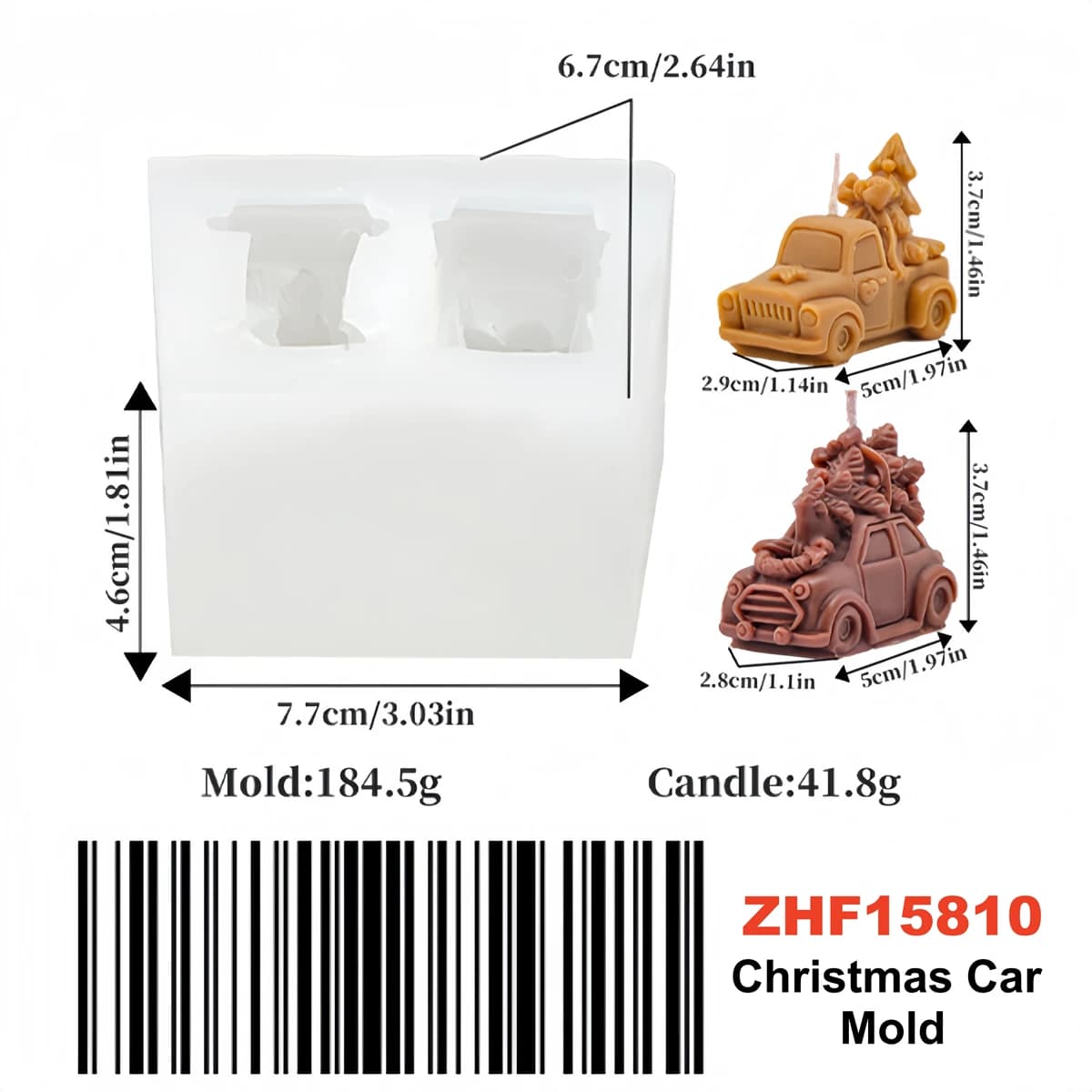 Moule en silicone pour bougie de voiture de Noël, moule pour la fabrication artisanale de bougies en