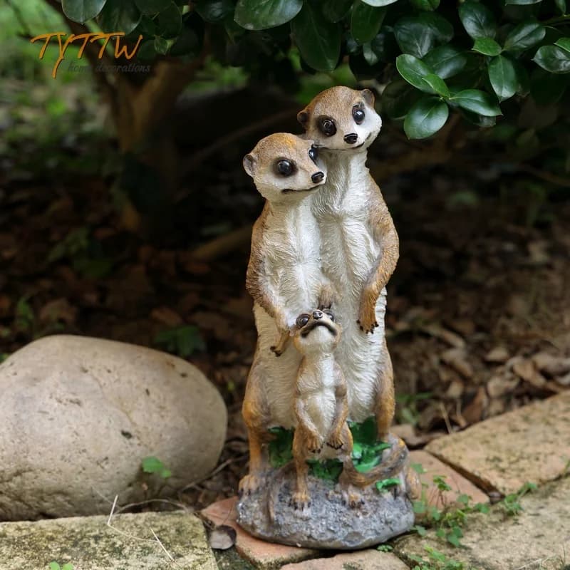 Décoration extérieure de cour de jardin-décor à la maison Figurine balcon Simulation Animal suricate