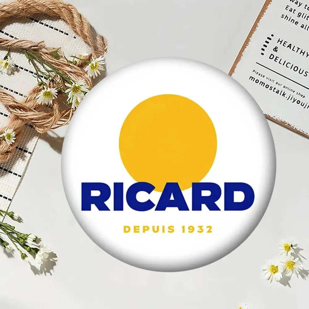 Épingles à logo R-RICARD-Es, badges ronds, badges laser, broches, accessoires pour vêtements et sacs