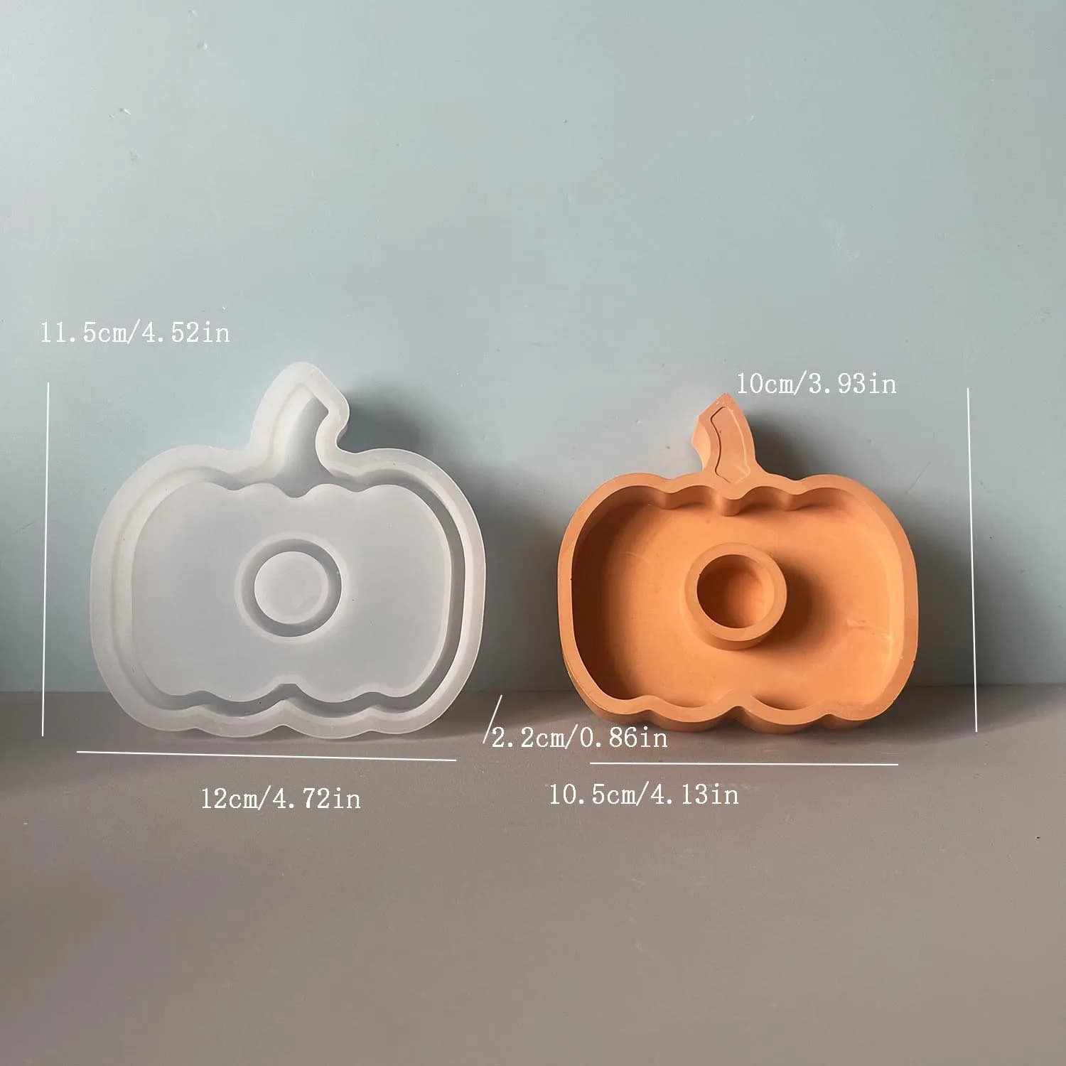Bougeoir citrouille, plateau de moule en Silicone, bougeoir 2 en 1, moule citrouille en gypse époxy,