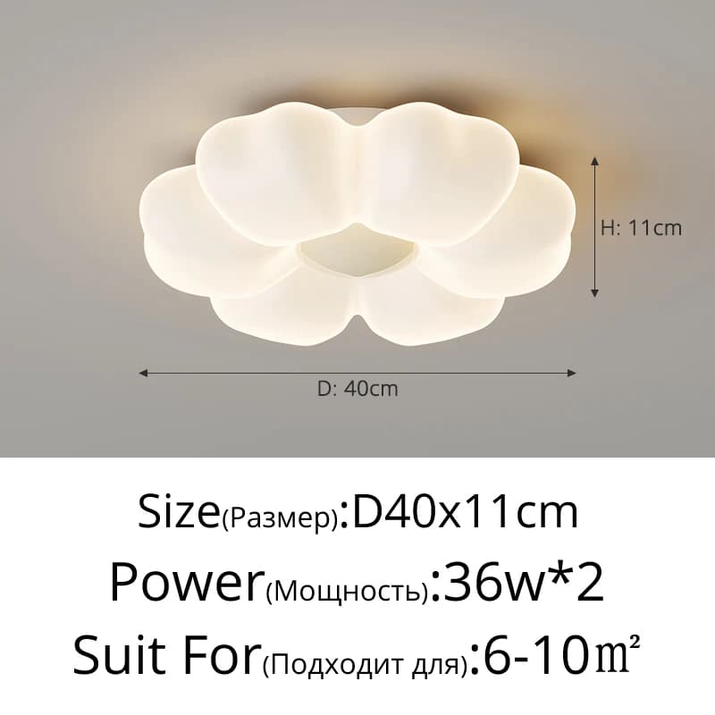 Plafonnier Led Style crème pour chambre à coucher, design de fleurs romantiques, chambre d'enfant, P