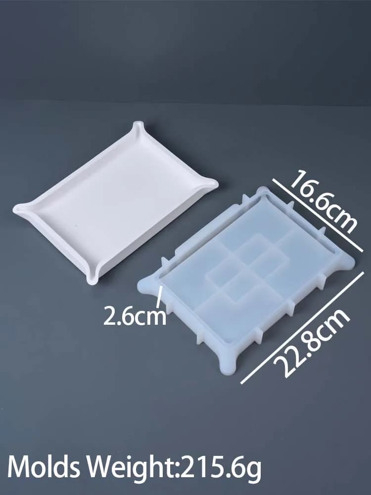 Moule en silicone pour plateau décoratif carré, coins incurvés, pour résine époxy, plâtre, bougies,