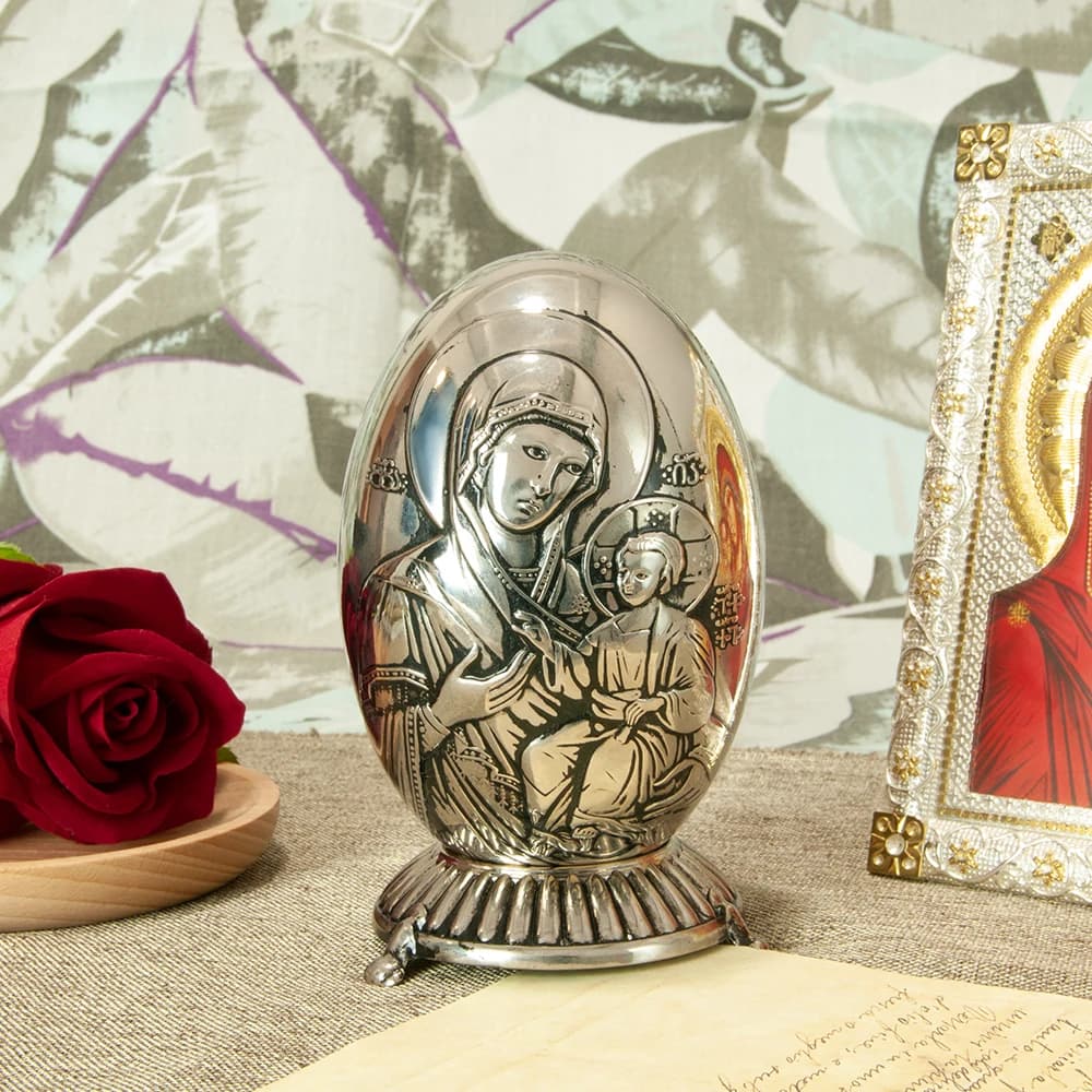 HT nouveau Design créatif saint vierge marie Statue en alliage métallique forme ronde orthodoxe égli