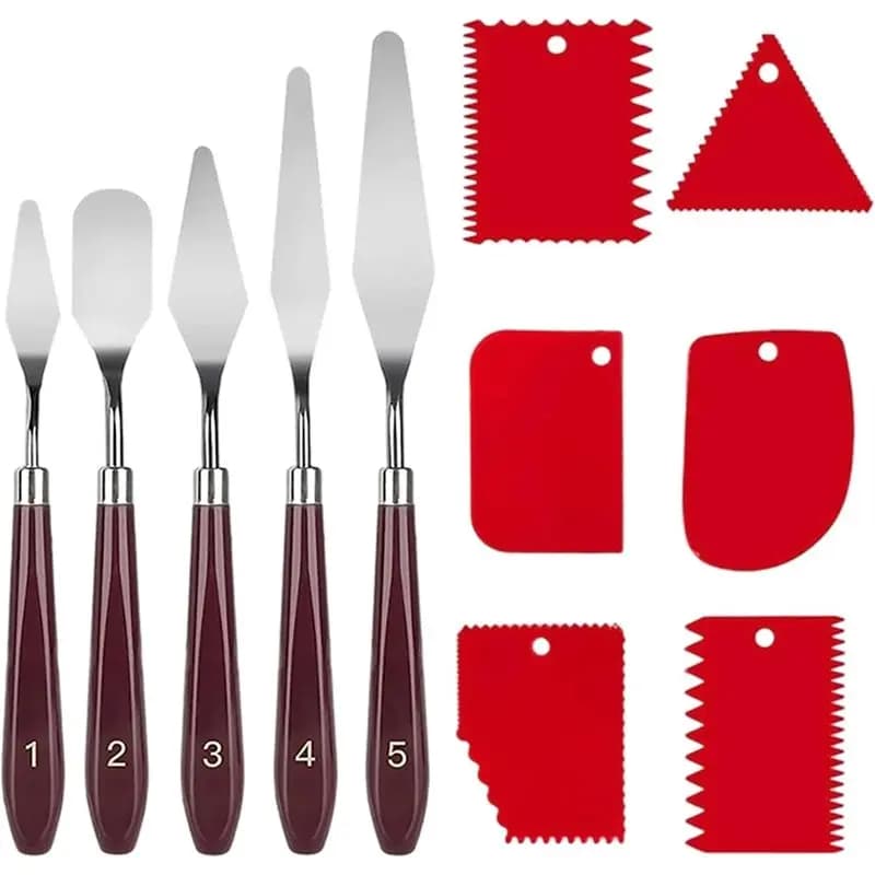 Accessoires de peinture - Pour la peinture à l'huile et à l'acrylique sur toile, ensemble de 11 pale