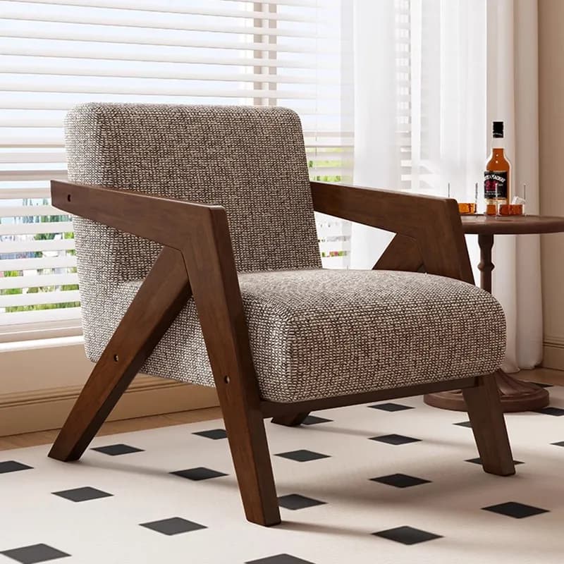 Fauteuil individuel de salon de style médiéval avec coussin en éponge haute densité, structure en bo