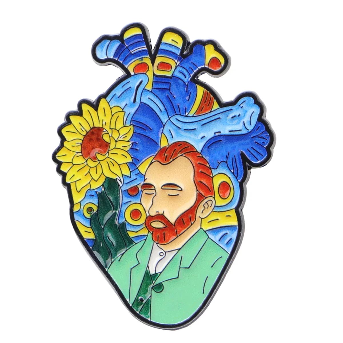 Broches de peinture artistique pour femmes, fleurs, émail, Badge en métal, bijoux, vêtements, sac à