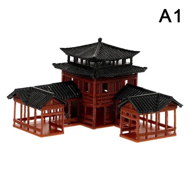 Statue de style chinois, modèle de bâtiment ancien, décorations de pavillon miniature, jardin zen mi