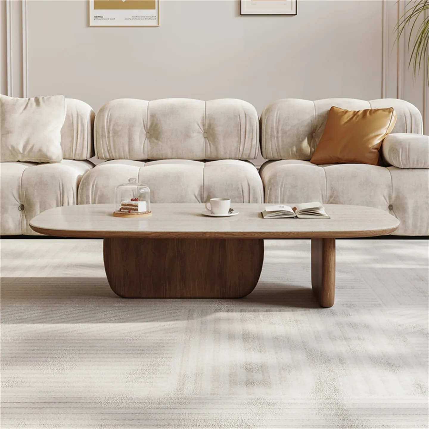 Cadre ornements Table basse esthétique Vintage carré Magazine Table basse pieds Design Mesa Centro S