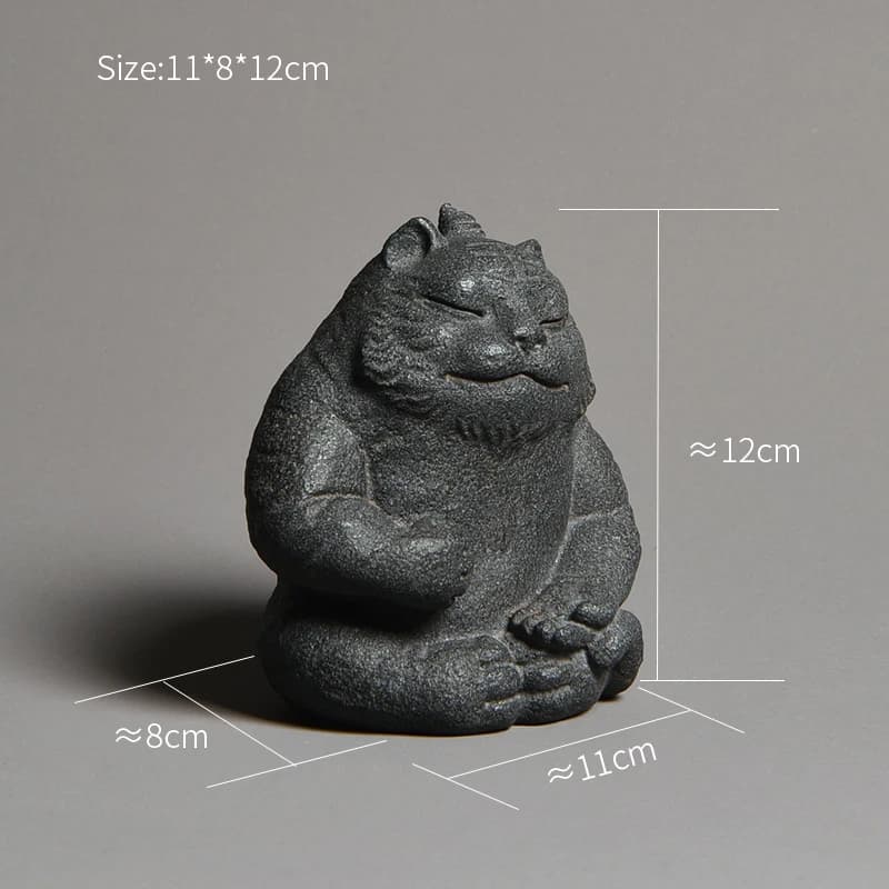Porte-encens en forme de tigre, sculpté à la main, en pierre de basalte noir naturel, Feng Shui, pro