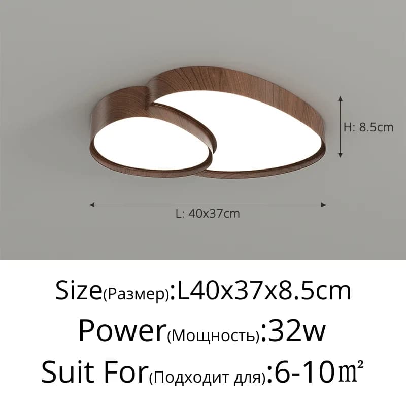 Plafonnier LED créatif pour salon, luminaire de plafond en bois, couleur noyer, pour chambre à couch