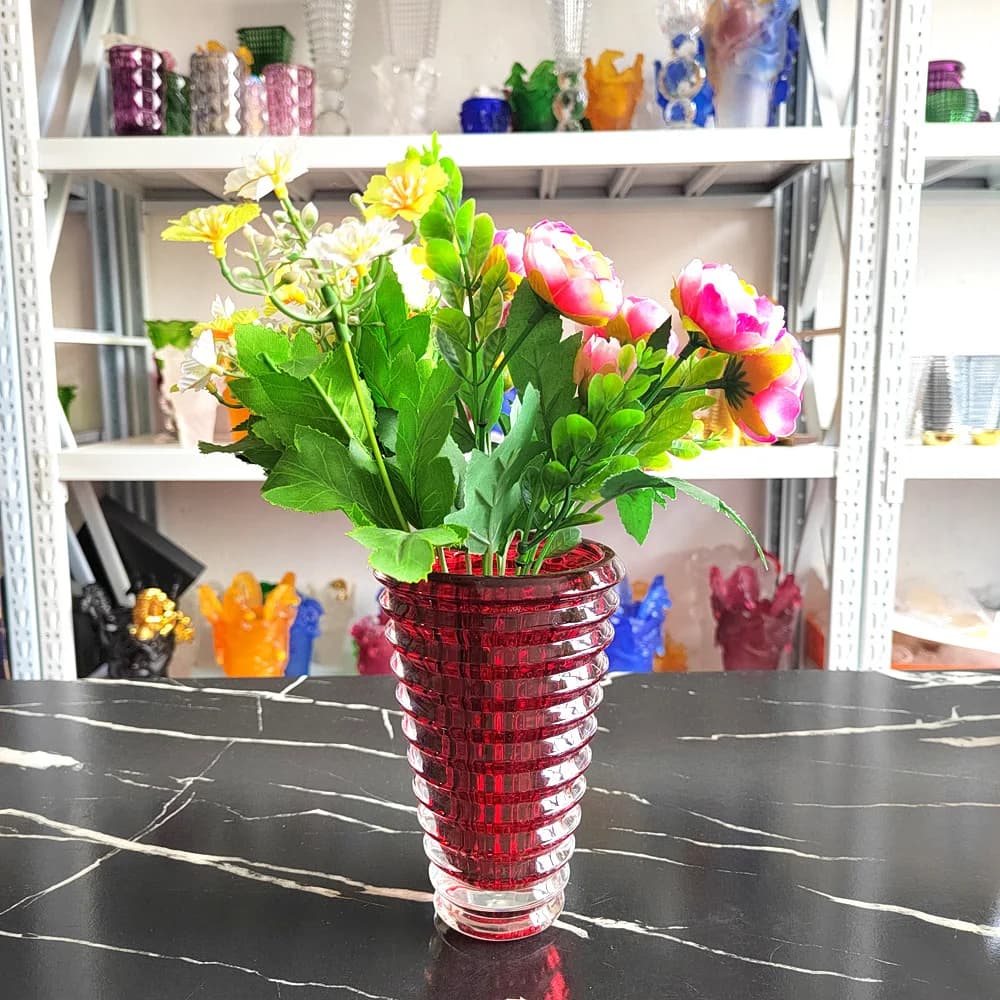 Vase carré rond en verre de cristal, vase moderne, décoration de maison, vase décoratif moderne