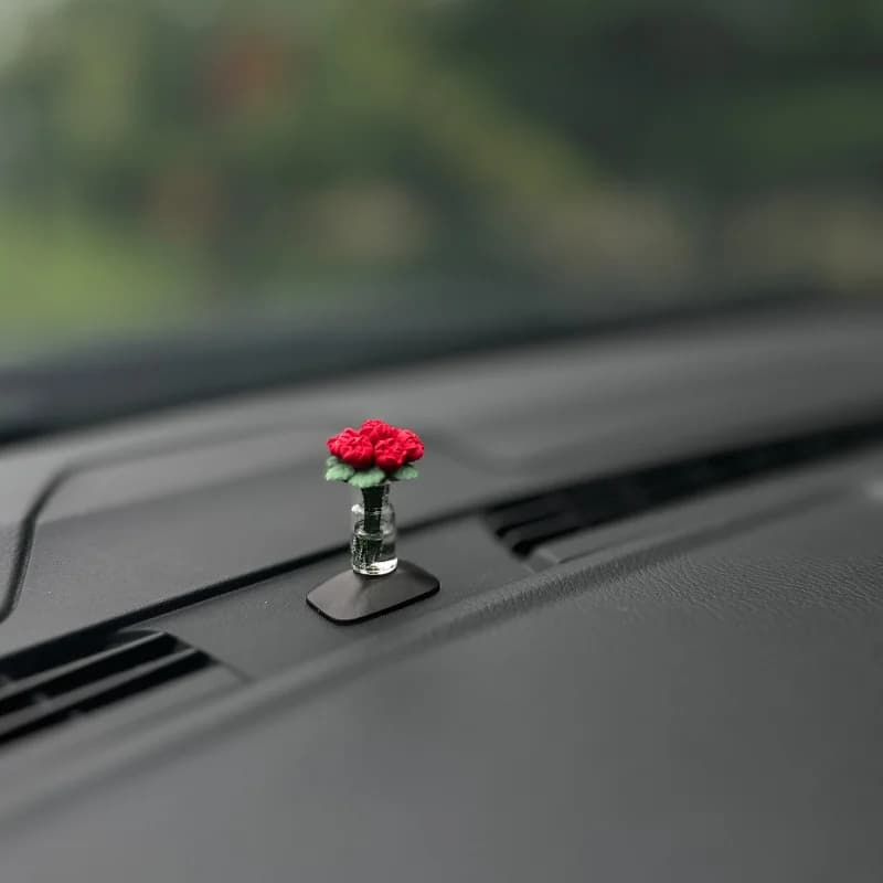 Roses délicates pour console centrale de voiture, ornement de fenêtre, mini accessoires de voiture p