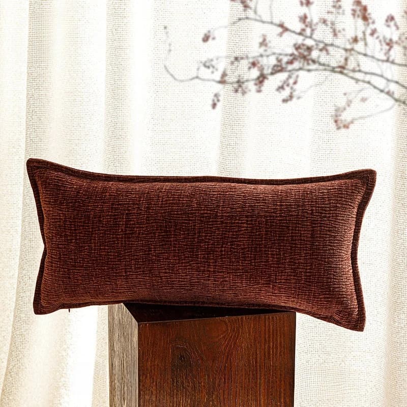 Housse de coussin lombaire ethnique marocaine 30x65cm, style bohème vintage brodé avec pompons, pour
