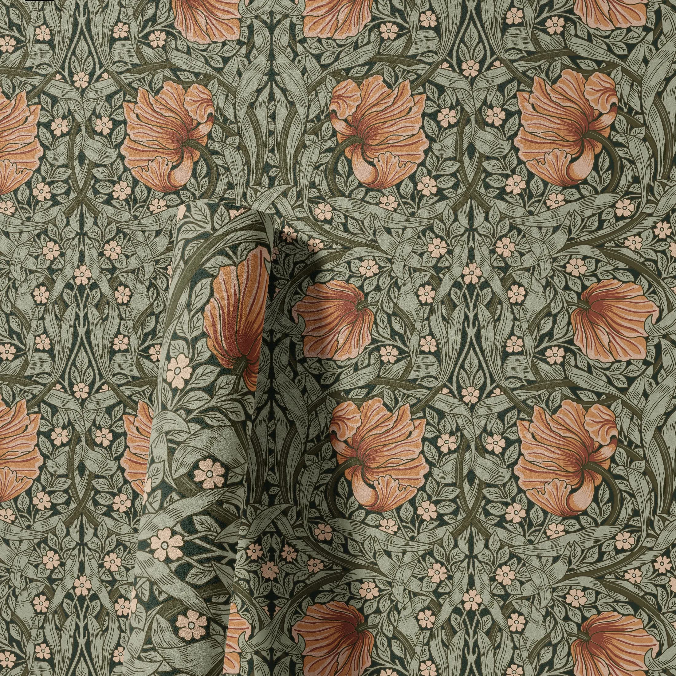 Papier peint auto-adhésif Floral Vintage, 1 pièce, peler et coller, vert sauge botanique/mandarin, d