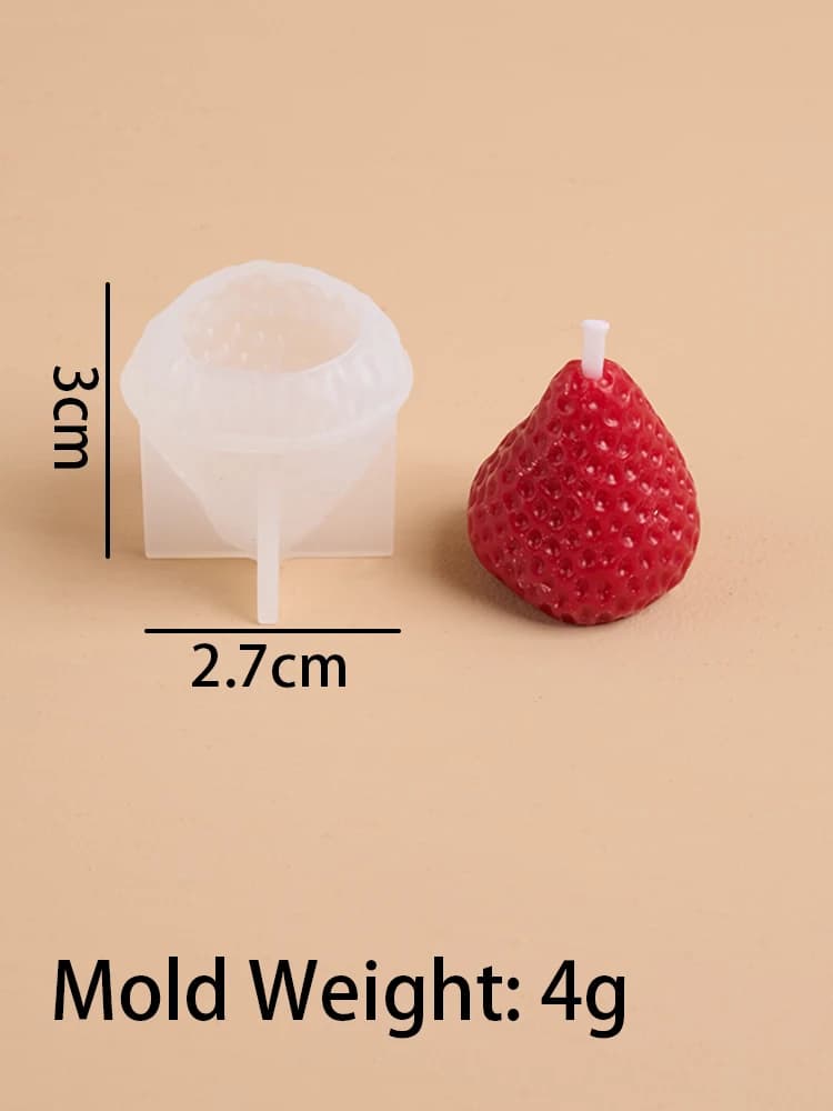 Moule 3D en Silicone pour bougie d'aromathérapie aux fraises, parfumé romantique fait à la main pour