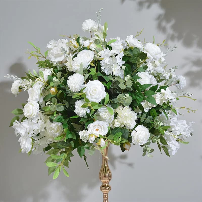 Arc de fleurs en forme de U pour mariage romantique, 240CM, roses blanches vertes artificielles pour