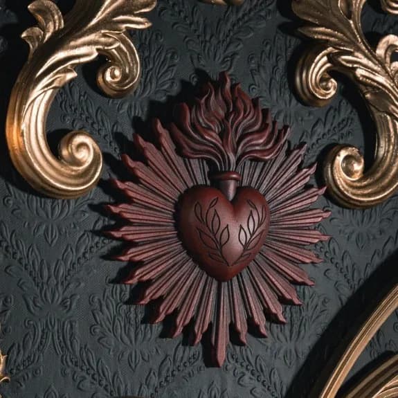 Art mural rétro en résine de cœur sacré – Décor d'inspiration gothique exquise pour la maison, le ba