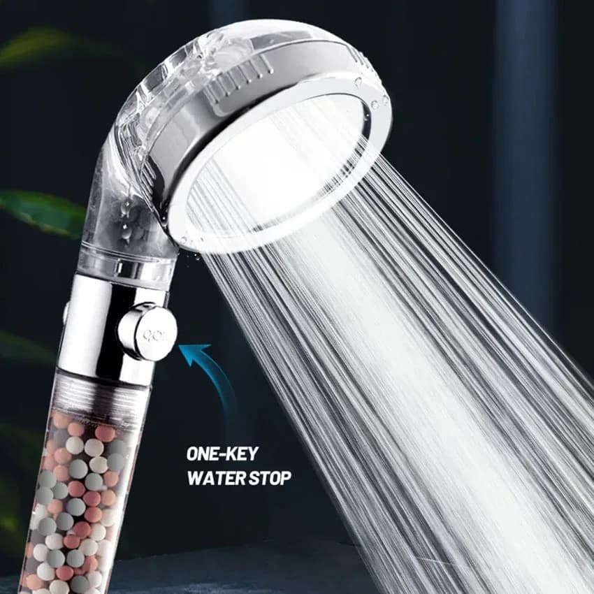 Pommeau de douche SPA, 3 Modes réglables, haute pression, économie d'eau, contient des boules filtra