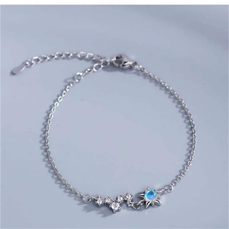 Bracelet en argent regardé 925 pour femme, pierre de lune exquise, étoile, lune, bijoux pour femme,