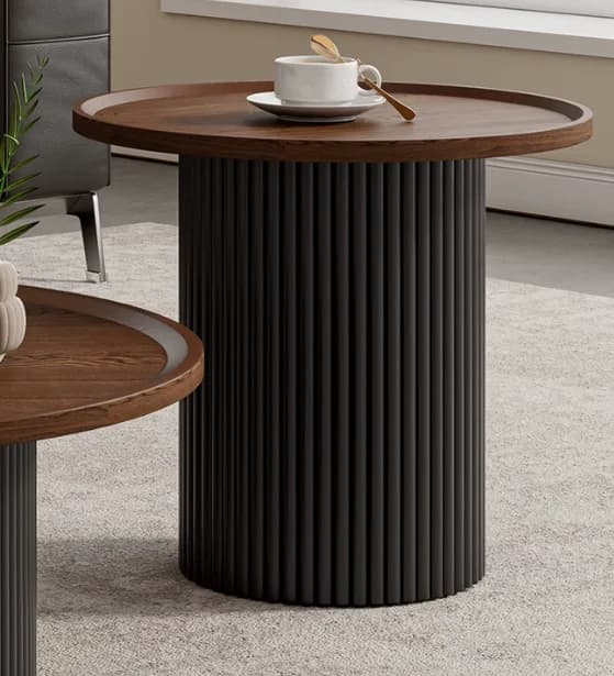 Tables basses rondes en bois, table basse compacte avec rangement pour salon et appartement, Stolik