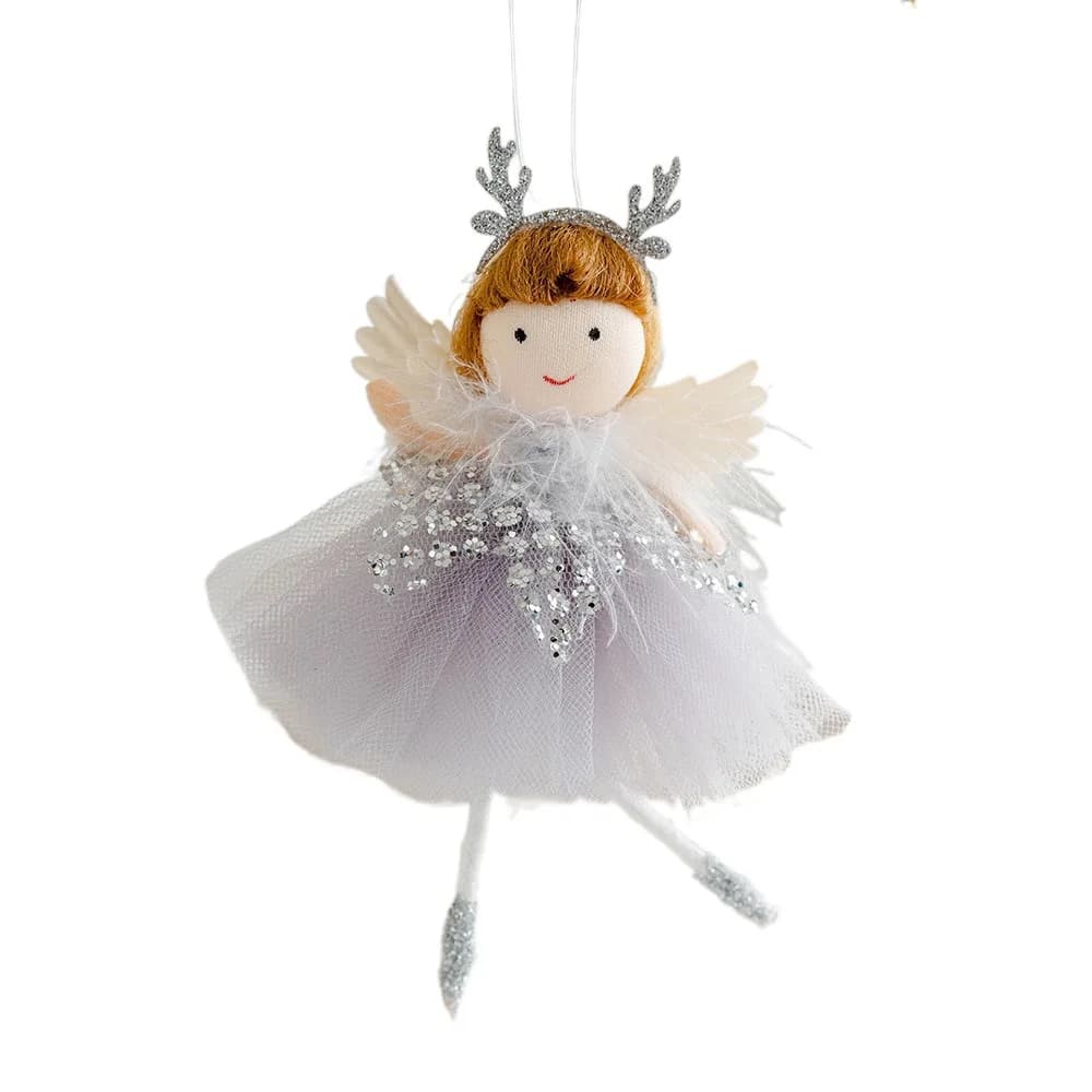 Décorations suspendues de noël rose et blanc, jouets en peluche, pendentifs suspendus, poupée, fourn