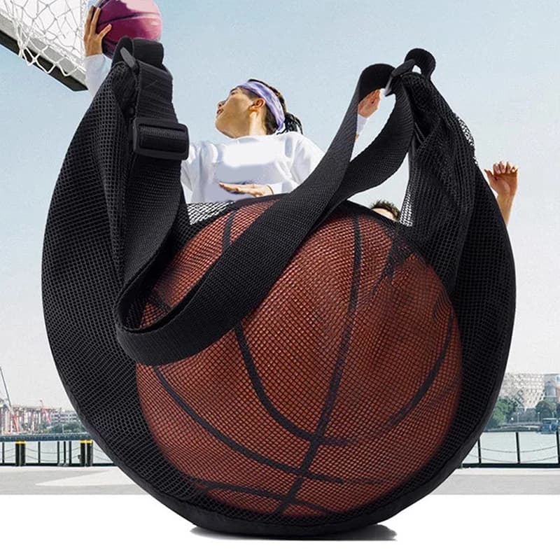 Sac à balle unique avec poche à fermeture éclair, 1 pièce, sac de rangement de balle en maille, équi