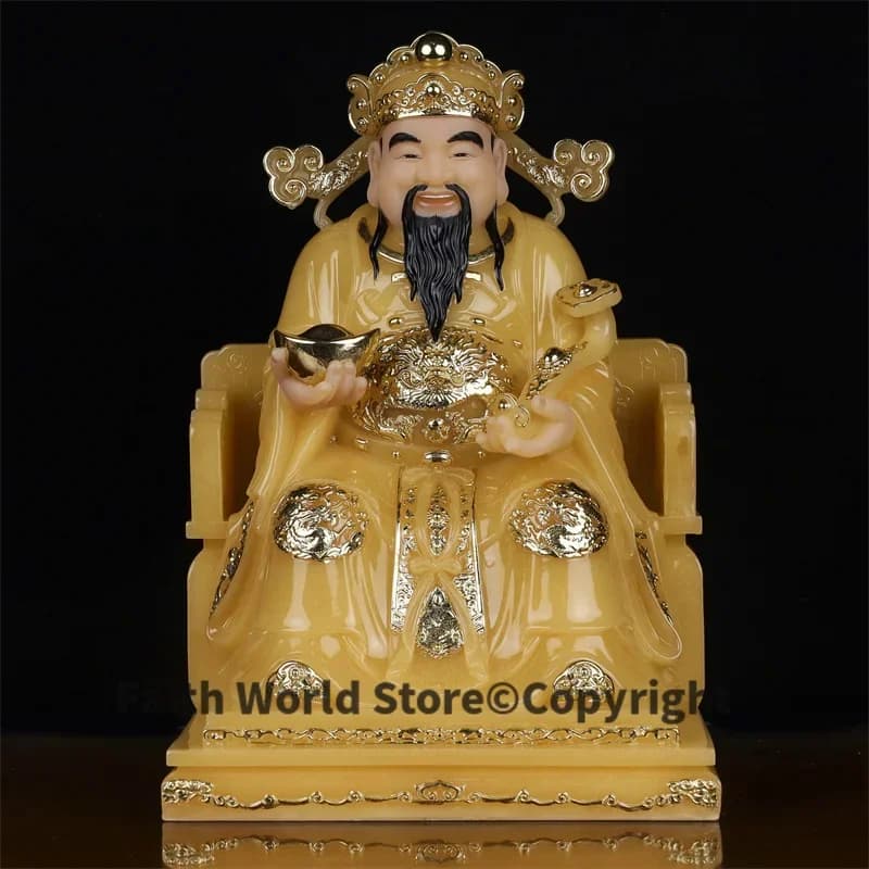 Grande statue de bouddha du dieu de la richesse Asie, Jade de haute qualité, CAI SHEN YE Mammon, HOM