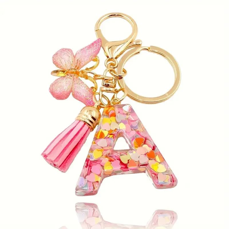 Mode bricolage A-Z lettres porte-clés support en métal pendentif porte-clés femmes voiture porte-clé