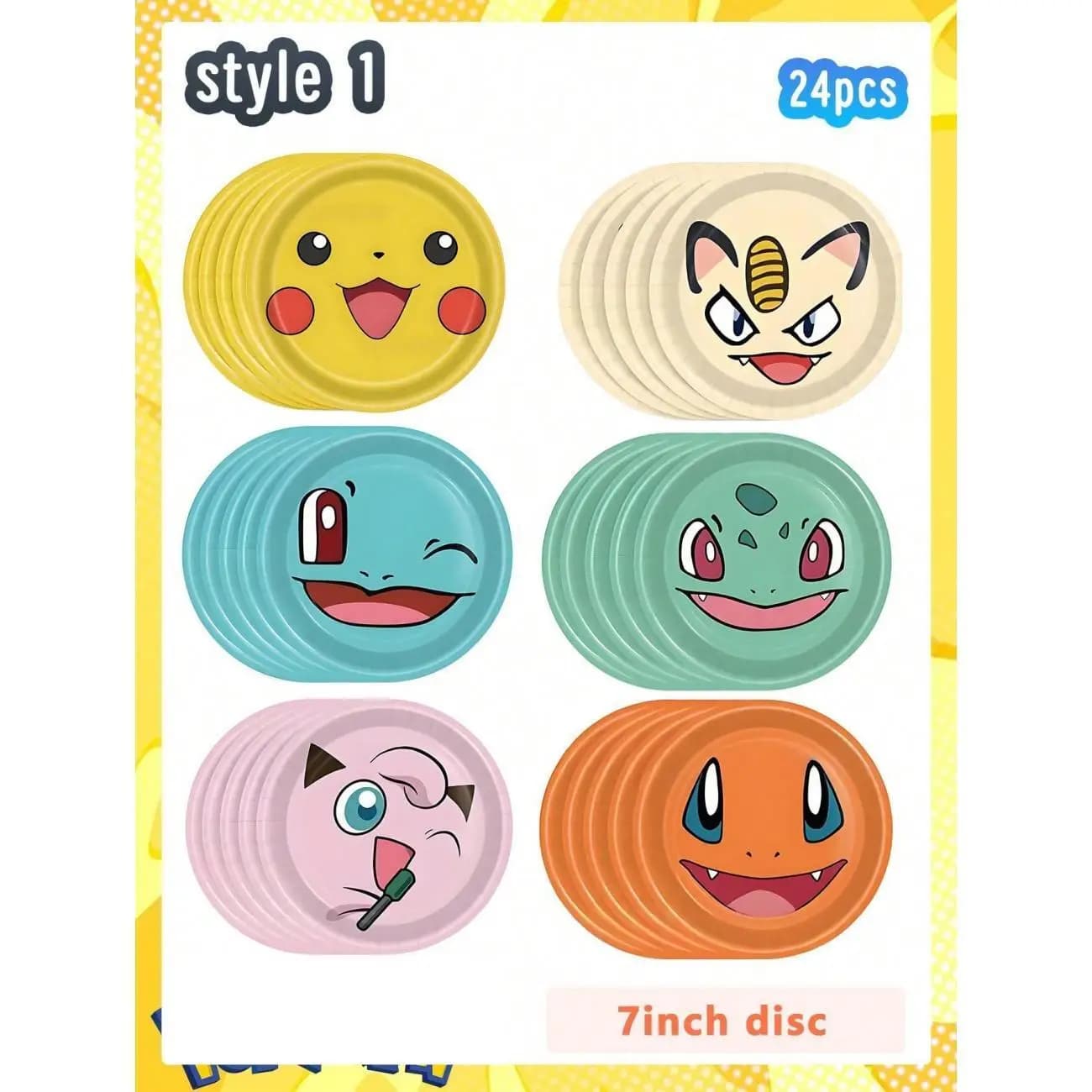 24 pièces de vaisselle mignonne pour fête d'anniversaire, décoration de fête jetable à thème, décora