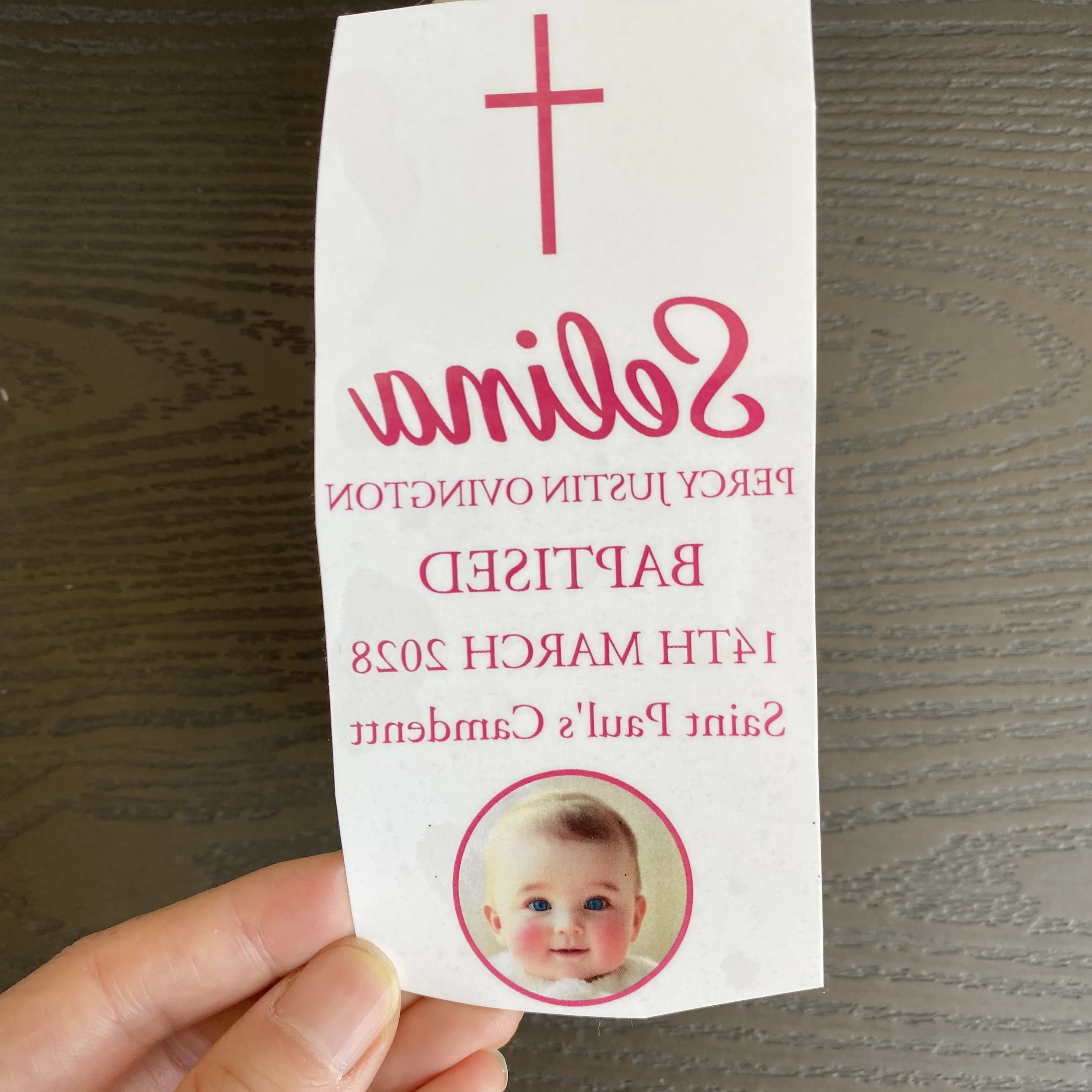 Autocollants photo personnalisés pour mariage, autocollants pour bougies de baptême avec nom, autoco