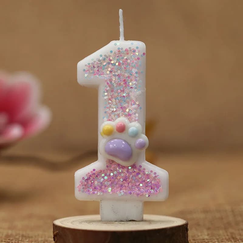 Bougie d'anniversaire bougie numérique patte d'ours colorée dessin animé bougie numérique créative a