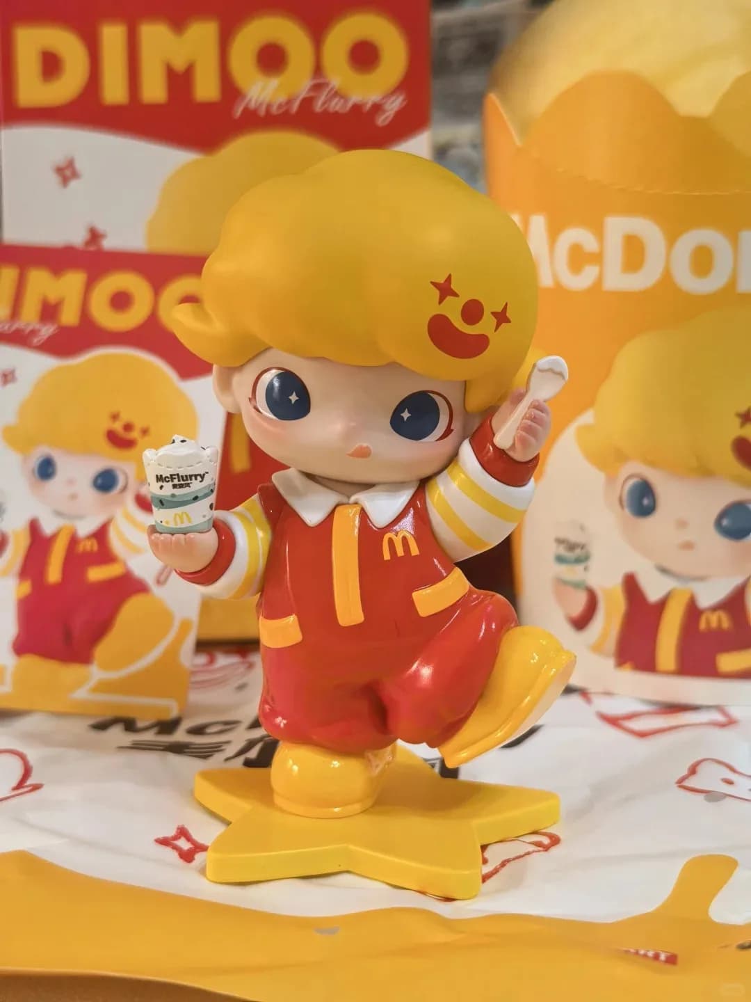 En stock Pop Mart X McDonald's Figurine Dimoo McFlurry McCafe Thème Fleur de cerisier Jouet de colle