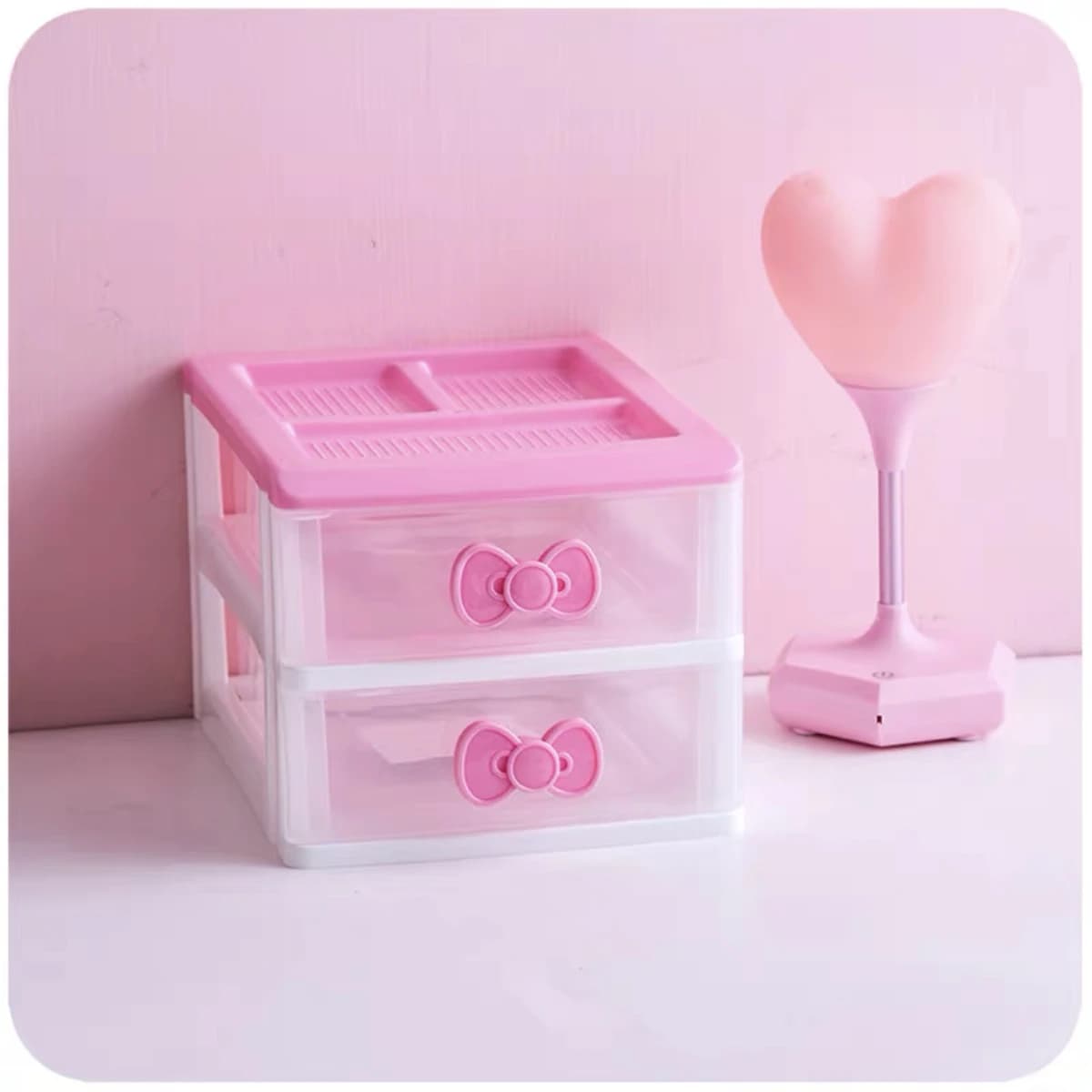 Boîte de rangement de bureau rose Kawaii, porte-stylo en plastique MEL, boîte de rangement cosmétiqu