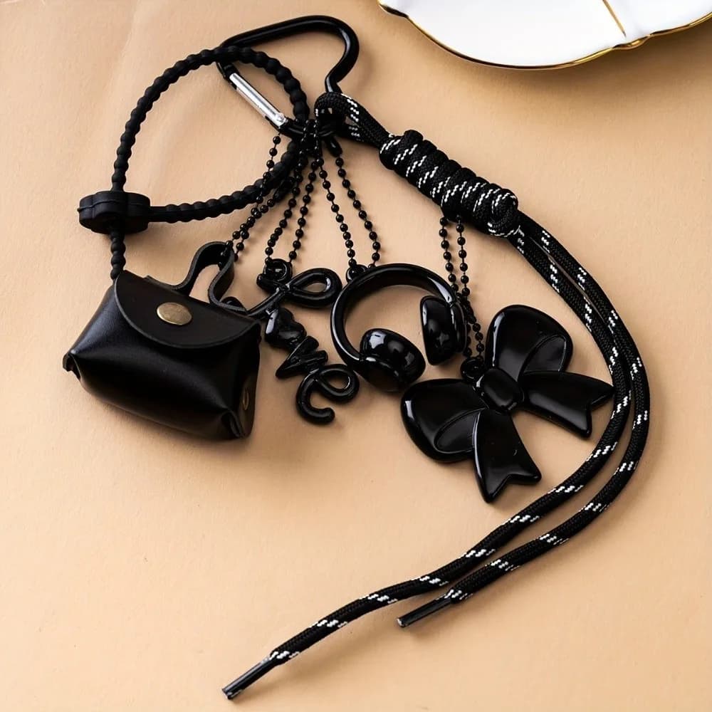 Mini sac à main en cuir PU tendance avec pendentif en corde tressée Maillard, charme de sac exquis a