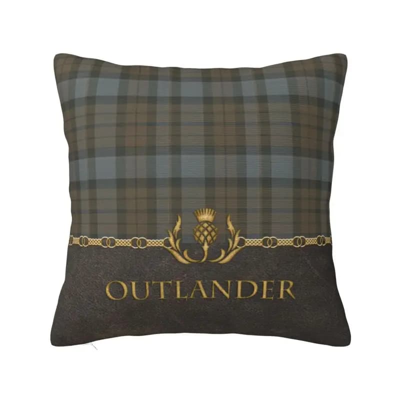 Housse de coussin personnalisée en cuir et Tartan, motif Outlander, 40x40cm, Texture à carreaux mode