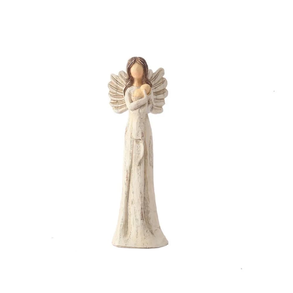Statue d'ange vintage en résine, sculpture d'ange rétro faite à la main, modèle élégant, artisanat d